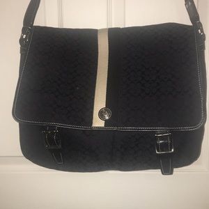 Coach voyager signature striped messenger bag